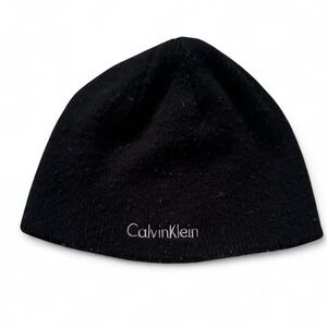 Calvin Klein black wool blend knit hat